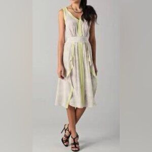 Rebecca Taylor 100% Silk Dress Grey Python Snake Print Maxi V-Neck Size 0